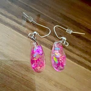Pink Flake Resin Earrings